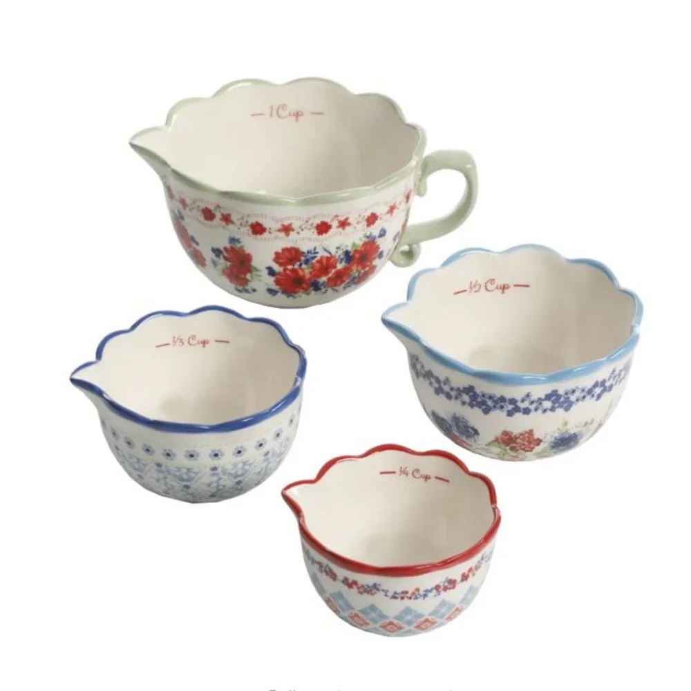 The Pioneer Woman Classic Charm 4-piece Measuring Bowls New - Picture 1 of 8